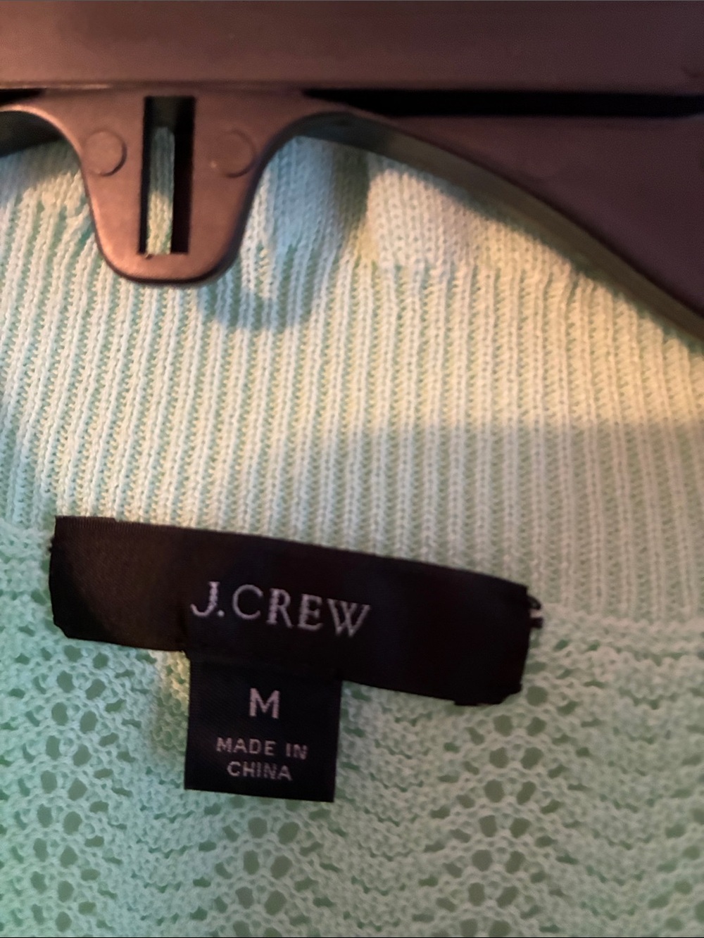 J. Crew Pointelle Ruffle Mockneck Green Sweater M - Picture 5 of 7